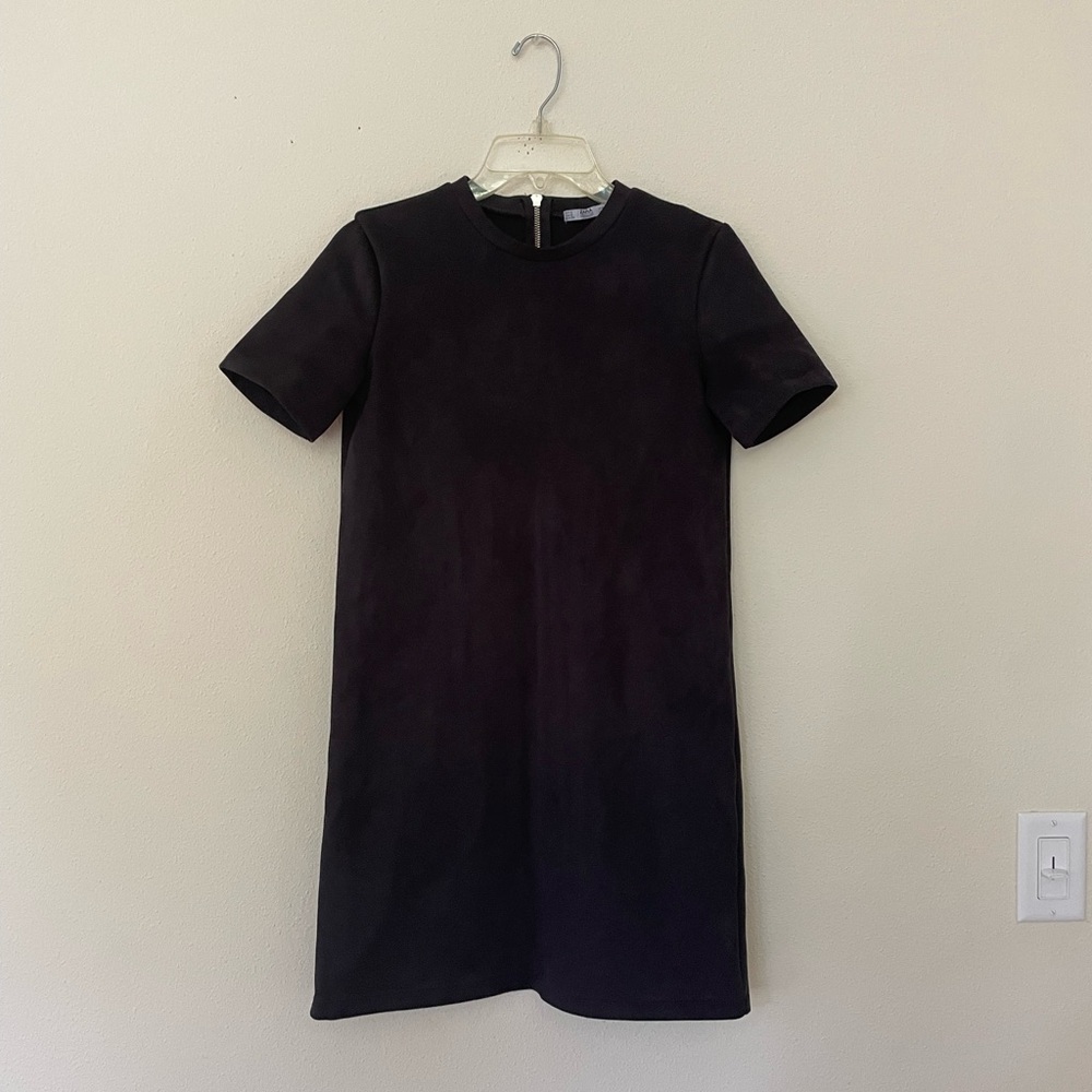 🌷 Zara women’s Faux Suede Black Mini Dress #32